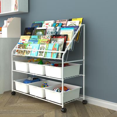 China Modern Hot Selling Family Kids Organizer Storage Book Storage Rack Home Custom Metal Children's Book Storage Rack OEM WS0009 White for sale