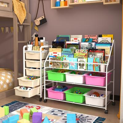 China High Quality Easy Living Room Set Kids Book Organizer Storage Book with Toy Storage Rack Home Children's Shelf WS0009 for sale