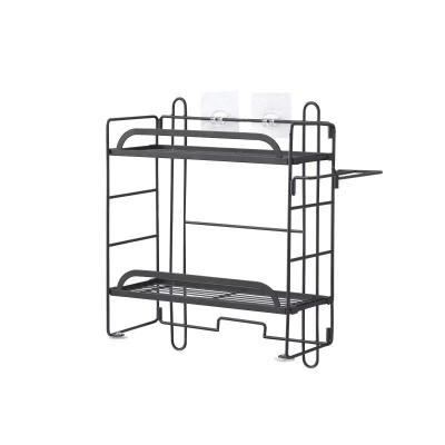 China Bathroom Stainless Steel Organizer Storage Rack Household Bathroom 2 Layer Folding Toilet Storage Rack Factory Price for sale