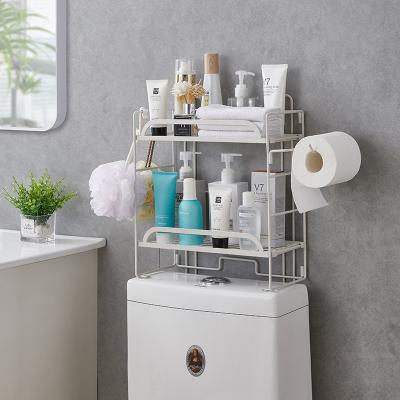 China Contemporary Hot Sale Household Bathroom Organizer Storage Rack 2 Layer Stainless Steel Folding Toilet Storage Rack for sale