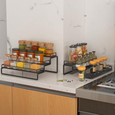 China Contemporary Custom Stainless Steel Household Spice Organizer Storage Rack Detachable 3 Layer Kitchen Spice Storage Rack for sale