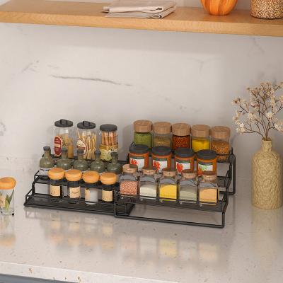 China Wholesale Contemporary Stainless Steel Household Spice Organizer Storage Rack 3 Layer Kitchen Spice Storage Rack for sale