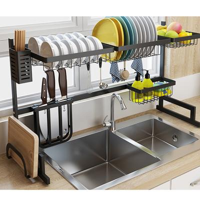 China Custom Kitchen Piece Stainless Steel Kitchen Sink Storage Rack Dish Knife Chopsticks Sponge Storage Rack Dish Drying Rack for sale