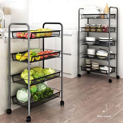 China Contemporary Stainless Steel Kitchen Vegetable Storage Rack Spice Organizer Storage Rack Removable 4 Layers Storage Cart for sale