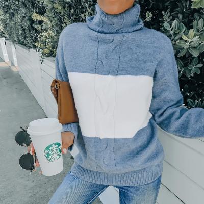 China X198C Designer Breathable Winter Drop Thick Shorts Turn Down Sweater Shirt Women Cable Knit Lady Wool Sweater Nicely Collar Lady for sale