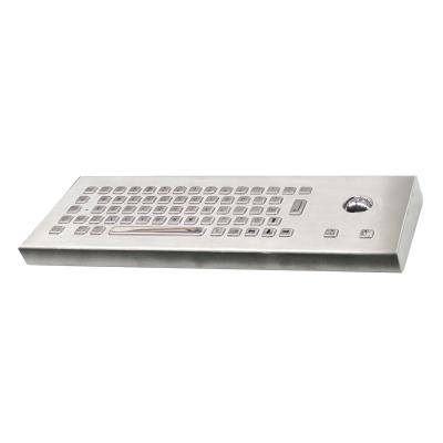 China Teclado de acero inoxidable de escritorio industrial resistente con ratón óptico Trackball en venta