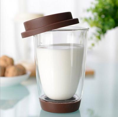 China Modern glass reusable coffee mug with silicone lid - travel glass coffee cup for sale