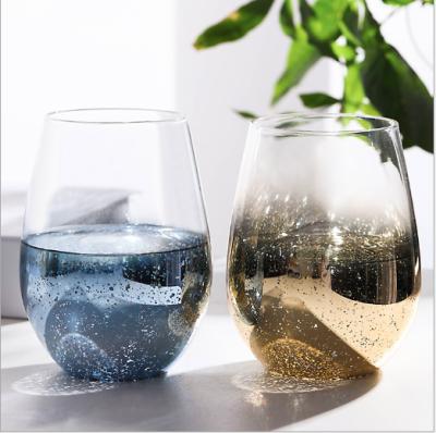 China 2021 modern plated stemless glass whiskey glass wine cup for sale