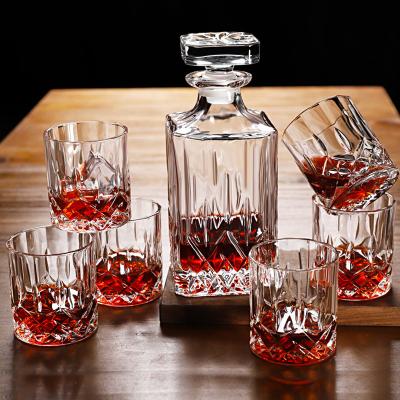 China New Classic/Postmodern 7 Pieces Crystal Whiskey Decanter and Glass Decanter Set Gift For Sale for sale