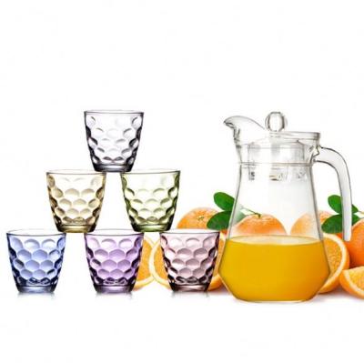 China Stocked Wholesale Glass Jug Set 1.3L Glass Jug With 300ml Cups Set For Water Juice for sale