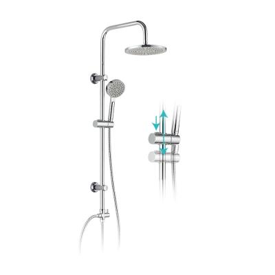 China Without Sliding Bar Bathroom Shower System Wall Mount Double Head Set Shower With Mixer Taps for sale