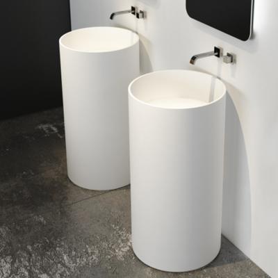 China Without Sliding Bar Matte White Color High Stone Resin Bathroom Basin Counter Top Circular Basin for sale