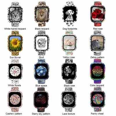 China 38mm 42mm 40mm 42mm Adjustable Fashion Silicone Custom Printed Strap For Apple iwatch Strap 38mm -44mm Strap And Watch Case With Screen Protector for sale