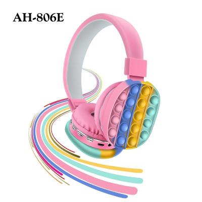 China The new AH-806E perfect sound net red head wears type private model contracted cartoon rainbow headphone bel stereo wireless earphones for sale