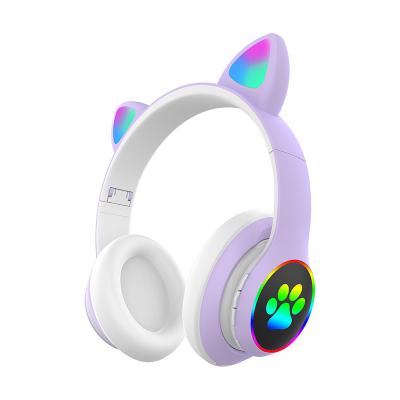 China Perfect Cat STN-28 Instant Light Cute Cute Ears Wireless Noise Earphones With Mic Can Control LED Child Girl Music Headset Phone Stereo BT Headset Gift for sale