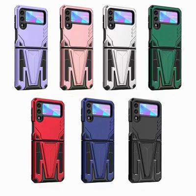 China Fashion Armor Silicone Case Cover With Hybrid Rugged Shockproof Stand For Samsung Galaxy Z Flip 3 Phone Case for sale