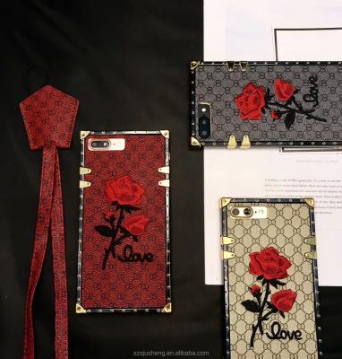 China Shiny Embroidery Retro Edge Shockproof Metallic Soft Shell Rose For iPhone 11/11promax/xsmax/8plus/6S flowers main square case for sale