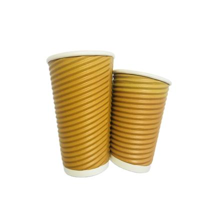 China Disposable Corrugated Cup Custom Printed Disposable Ripple Coffee Paper Cup With Lids for sale