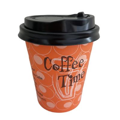 China Disposable Disposable Paper Coffee Cup With Lid And Sleeve Single Wall Paper Cup 8oz/12oz/16oz for sale