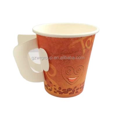 China 7oz custom prinded single wall drinking hot caffee paper cup with handle for sale