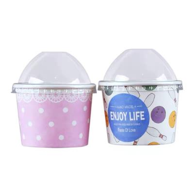 China Disposable Ice Cream Cup 5oz Disposable Frozen Packaging Container Ice Cream Paper Cup With Custom Plastic Lid for sale