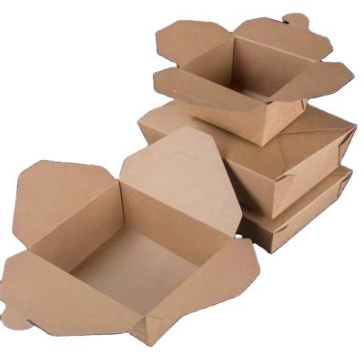 China Single Wall Take Out Food Grade Brown Kraft Paper Lunch Box Custom Logo Printing Food Container for sale