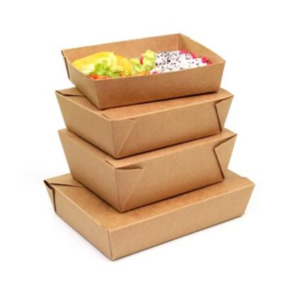 China Salad Single Wall Container Lunch Box Fast Food Packing Eco Friendly Kraft Paper Food Box for sale