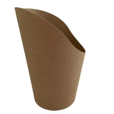 China Disposable Paper Cup French Fries Holder Brown Kraft Paper Chip Disposable Snack Grade Cup for sale