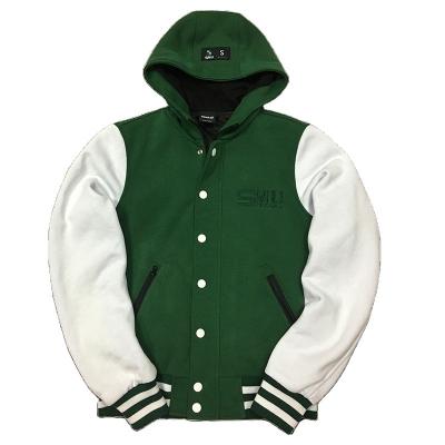 China Slim Fit Anti-pilling Mens Hoodie Varsity Baseball Button Through Jacket With Hooded for sale