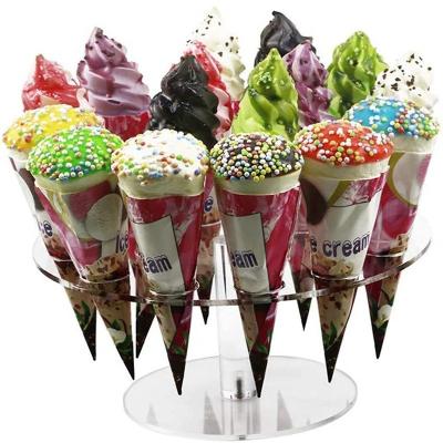 China Viable Transparent Acrylic Ice Cream Cone Popcorn Candy Cotton Candy Display Bracket Dessert Holder for sale