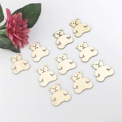 China Europe New 10pcs Wooden Christmas Bear Pendant Laser Cut Wooden Bear DIY Holiday Ornament Pendant for sale