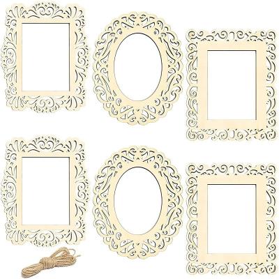 China Hollowed- Unfinished Wooden DIY Rope Wood Picture Frame for Arts and Crafts for sale