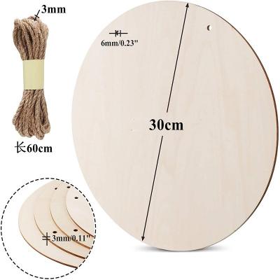 China Europe DIY Wood Custom White Unpolished Round Door Sign for Home and Christmas Decorations for sale