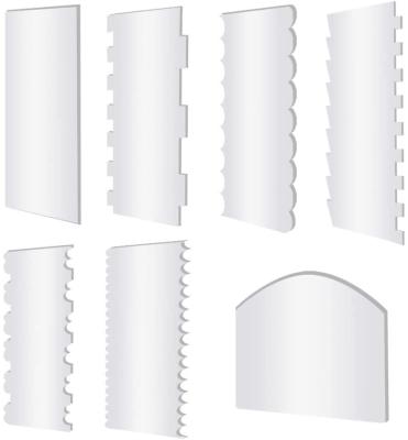 China 7 Pieces Disposable Cake Decorating Scraper Transparent Acrylic Set As Kitchen DIY Baking Tools for sale