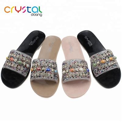 China Acrylic Upper Flat Slippers Ladies Slippers With Colored Outsole for sale