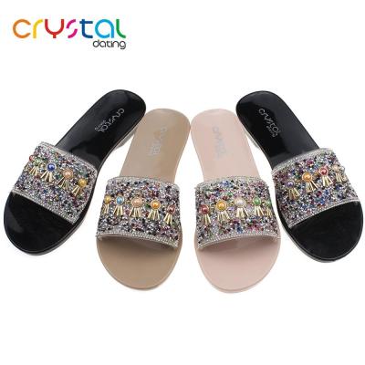 China Lady Flat Acrylic Slippers Slippers With Fashion Design for sale