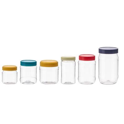 China 200-900ml Round Shape Food Grade Food Grade Stash Storage Plastic Pet Food Jar Boxed Empty Airtight Jar for sale