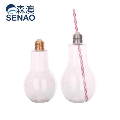 China Beverage Bulb Novelty Drinking Plastic Bottle With Straw for sale