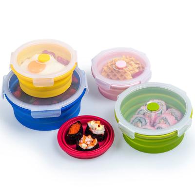 China Airtight Folding Thermos Baby Food Storage And Container Set Silicone Cute Folding Bento Lunch Box for sale