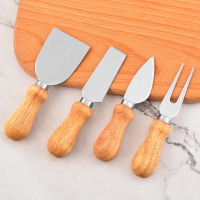 China Stocked Cheese Slicer Stainless Steel Board Knife Set Mini Brass Cheese Tray and Knife with Knife Set Slicer Cutter for sale