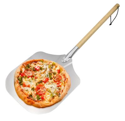 China Sustainable pizza tools plate premium aluminum pizza peel pizza shovel with detachable folding handle for sale