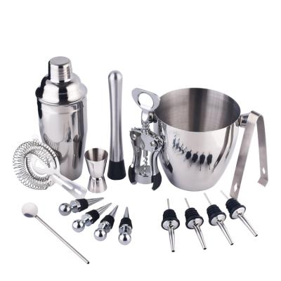 China Sustainable 16 Pcs Stainless Steel Cocktail Shaker Set Amazon Barware Bar Bartender Bottle Kit Tools Accessories for sale