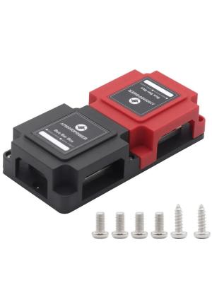China 400A Power Distribution Block Bus Bar Pair With Cover Marine Bus Bar Automotive Solar Wiring 8x3/8 M10 Studs Heavy Duty Power for sale