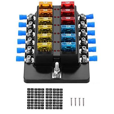 China M5 Stud 12 Way Marine Blade Fuse Holder 32V ATC With Sticker Label for sale