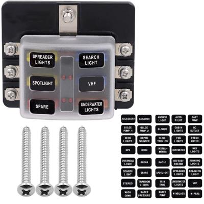 China 6 Way LED Indicator Blade Fuse Block M4 Screw M5 Stud Fuse Holder 6 Slots for sale