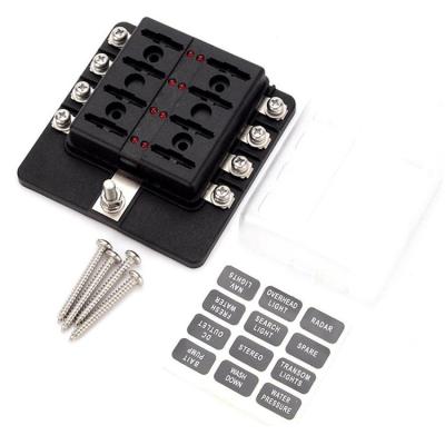 China 32V Blade Fuse Blocks 8 Way PBT Fuse Holder With Indicator Light for sale