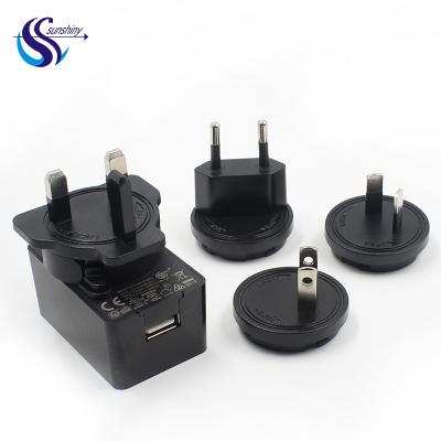 China UniversalÂ  CE GS UL FCC RoHS US EU UK AU plug 18W 5V 1a 1.5a 2A 3a 3000mA interchangeable plug Usb charger for sale