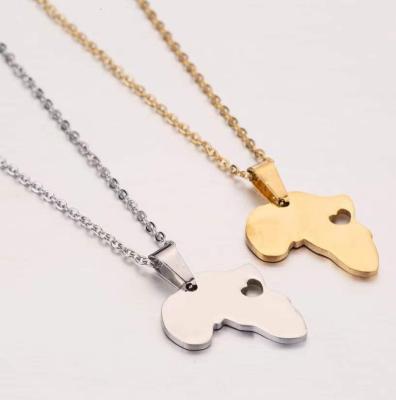 China 18K Gold Plated Africa Map Stainless Steel Necklaces for sale