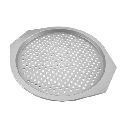 China Hotel Viable Home Use Restaurant Kitchen Nonstick Coating, Carbon Steel Pizza Tray Pizza Pans With Holes Around Pizza Pan for sale