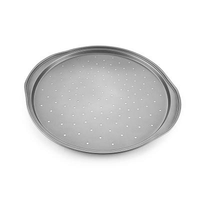 China Hotel Viable Home Use Restaurant Kitchen Nonstick Coating, Carbon Steel Pizza Tray Pizza Pans With Holes Around Pizza Pan for sale